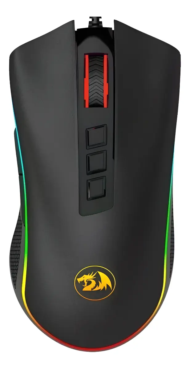 Mouse gamer Redragon Cobra M711 RGB preto visto de cima